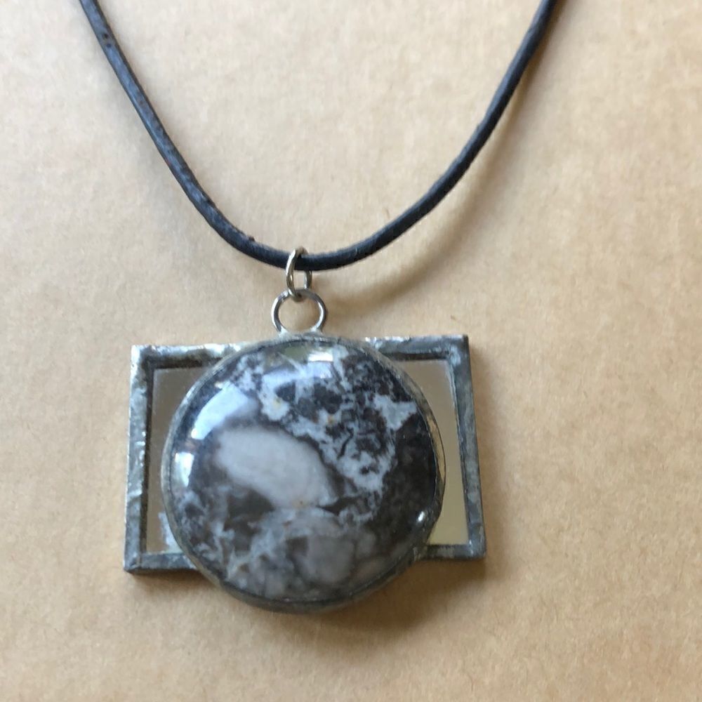 Handmade Pendant on 16” Black Leather Necklace
